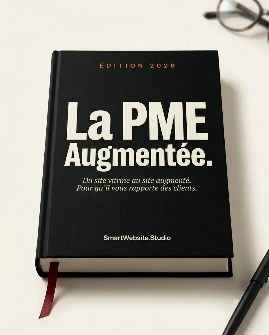 Livre La PME Augmentée — couverture noire matte avec titre cream et ribbon oxblood